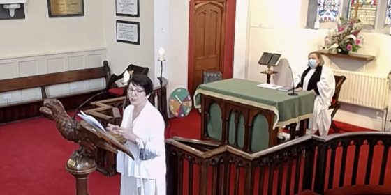 Fiona Finn of NASC gives the address on World Refugee Day in Carrigaline Union of parishes, County Cork (June 2021)